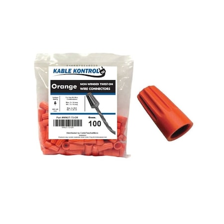 Kable Kontrol Wire Terminal, 16 AWG, 600 V, Orange, 100 PK WNUT-73-OR-100